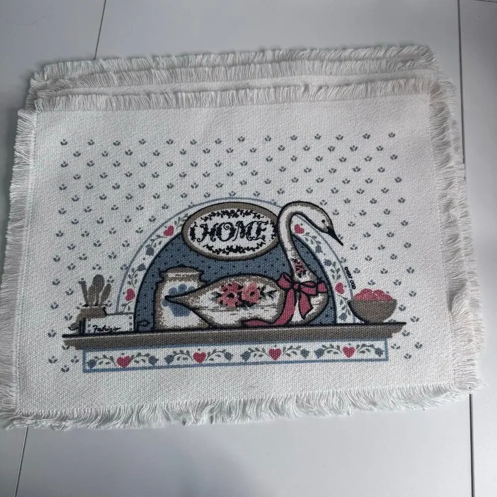 Vintage Goose 1987 Set of 4 Placemats Woven Cottage Core Country USA